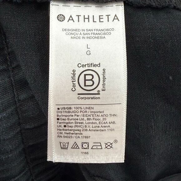 Athleta Retreat Linen High Rise Wide Leg Pants Black Women Large 851038 - Picture 8 of 13